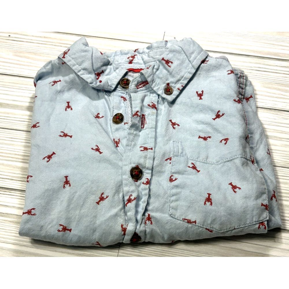 SOVEREIGN CODE Los Angeles ALL OVER PRINT BUTTON UP BOYS LOBSTER‎ SHIRT SZ 5